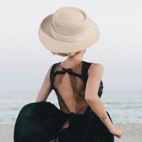Sombrero tejido de paja de estilo coreano a la moda, sombrero de ala ancha cóncavo con protección solar, sombrero de cubo, sombrilla de ala plana, sombrero de sol para mujer, playa - details 10