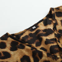 sual Vestido de manga larga con estampado de leopardo con cuello en V, dobladillo con volantes, perfecto para la playa, vacaciones, noches en discotecas - details 6