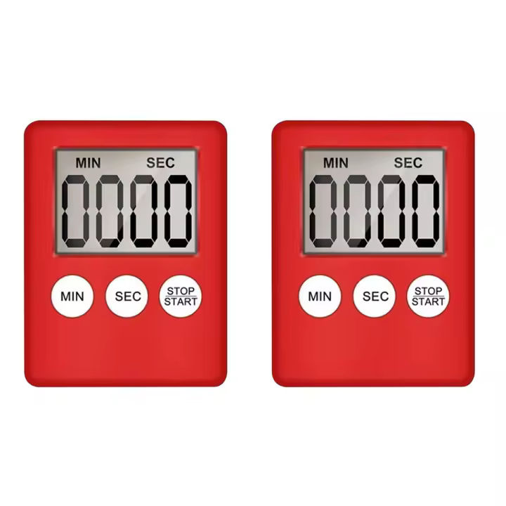 Temporizador de Cocina Digital, temporizador de huevo, adecuado para el trabajo, temporizador deportivo, juego, temporizador de cocina, 2 paquetes, Rojo - 1
