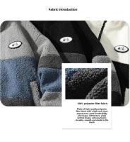 Otoño/Invierno nueva chaqueta de pareja para hombres y mujeres moda cuello alto bloque de Color chaqueta cálida holgada salida de fábrica - details 1