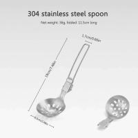 Cuchara de sopa plegable de acero inoxidable para acampar al aire libre, utensilios de cocina portátiles resistentes al desgaste, herramientas - details 25
