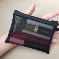 Neceser de viaje con cremallera para mujer, bolsa de maquillaje de malla transparente negra, organizador de almacenamiento, bolsa de cosméticos informal - details 3