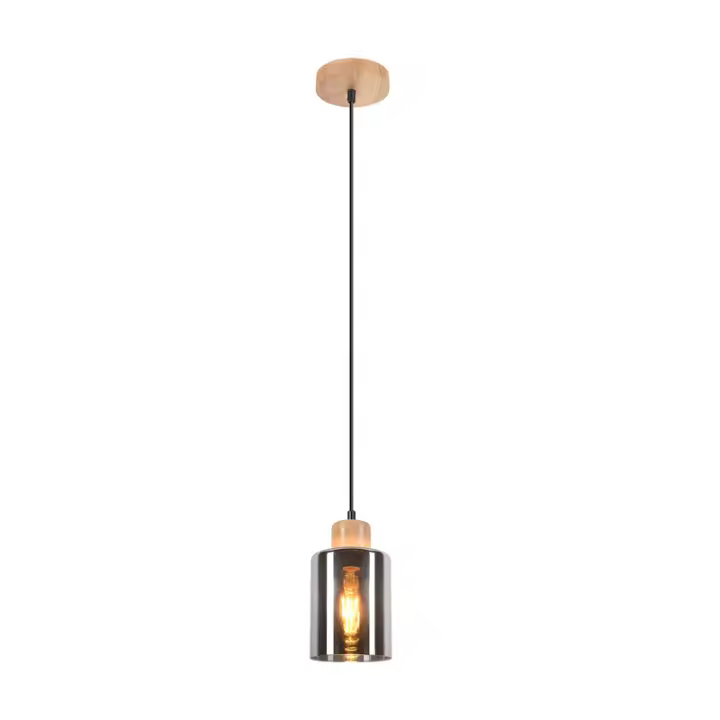 CBJKTX lámpara colgante de madera para mesa de comedor: lámpara de comedor Vintage E27, lámpara de mesa de comedor, lámpara de cocina industrial - 1