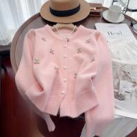 Cárdigan de punto coreano para primavera y otoño, suéter versátil francés dulce y suave con cuello redondo y glutinoso - details 7