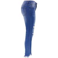 Pantalones vaqueros ajustados de cintura alta para mujer Pantalones vaqueros de estilo coreano con agujeros - details 2