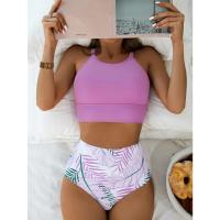 Bikini Sexy para mujer, traje de baño de cuello alto, traje de baño femenino de dos piezas, conjunto de Bikinis de cintura alta, ropa de playa para traje de baño 2024 - details 6