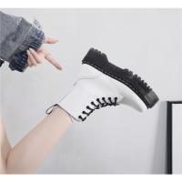 Suelas gruesas con forro polar Botas Dr. Martens, cremalleras laterales, botas cortas de mujer británica, suelas de pastel, botas de trabajo y zapatos de algodón - details 28