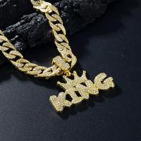 Collar de Cadena de Hip Hop con Letras Rey y Reina 13mm de Miami Encanto de Joyería de Moda para Hombres y Mujeres - details 1