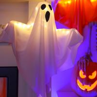 Fantasma de Halloween con cadena de luces, decoraciones de fiesta de Halloween feliz para el hogar, regalos colgantes para niños y adultos, linterna fantasma, 2024 - details 1