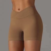Crossover mujeres deporte gimnasio entrenamiento correr cintura alta Yoga Push Up cadera sin costuras Fiess Shorts - details 47