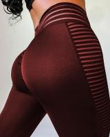 Pantalones de Yoga de malla a rayas de cintura alta, elegantes y cómodos para correr y hacer ejercicio, malla a rayas única, entrenamiento de cintura alta - details 3