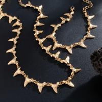Collar con remaches de estilo étnico, colgante dorado con dientes de tiburón de Hip Hop, pulsera, accesorios de joyería, conjunto de joyería geométrica de plata - details 14