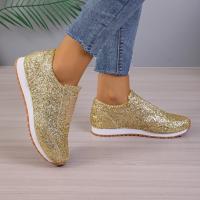 Zapatos planos informales de malla para mujer, zapatillas vulcanizadas con lentejuelas y cordones, deportivas para correr al aire libre, otoño - details 6