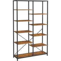 Estante de Libros de 5 Niveles Diseño Rústico Marrón y Negro Ideal para Sala, Baño, Cocina - details 0