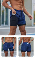 Pantalones cortos de gimnasio 2 en 1 de secado rápido para hombre, pantalones cortos de entrenamiento - details 2