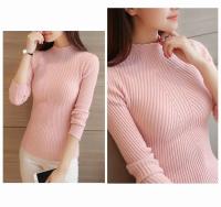 Suéter con volantes y cuello simulado para mujer, jerséis lisos de punto de manga larga, suéter informal a rayas para mujer, Otoño Invierno 2023 - details 9