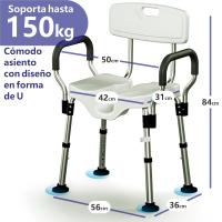 Silla de Baño Resistente Taburete con Resalto, Recorte, Asiento Antideslizante en Forma de U, Altura Ajustable para Ancianos, Discapacitados, Mujeres Embarazadas - details 4