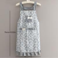 Delantal de cocina con estampado de conejo, uniforme de restaurante a prueba de manchas de estilo Floral con bolsillo grande, delantal de trabajo doméstico transpirable - details 0