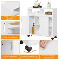 Mueble de Baño con Ruedas Armario de Suelo Estrecho con Puertas Correderas - details 3