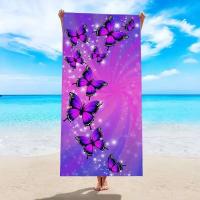 Toallas de playa de secado rápido de 140x70cm, manta de microfibra, toalla de baño súper absorbente para piscina, deportes acuáticos, estampado de mariposas, nuevo - details 0