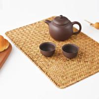 Manta de Mesa de Paja de Mar Natural Tejida a Mano Rectangular de Ratán Posavasos de Té de Paja - details 6