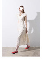 Vestido floral del sur de Francia, estilo de vacaciones de verano en el campo para mujer, mono de manga corta, falda larga con tirantes - details 34