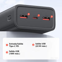 PowerBank(batería externa) 30000mAh PD65W PD3.0 + QC3.0 carga rápida tipo C*1 + USB*2 adecuado para portátiles - details 2