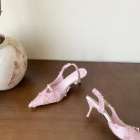 Bolsa de alta costura francesa sandalias de cabeza feminidad socialite encaje puntiagudo tacón fino con zapatillas geniales de tacón alto - details 33