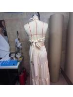 Vestido de verano con tirantes en el cuello mujer, estilo súper hada francés, ideal para vacaciones junto al mar. - details 1