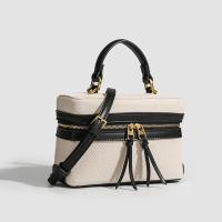 Mochila de Lujo Leten Bolsa de Almuerzo Retro de Lona Spliced Bolsa Cruzada Portátil para Mujeres - details 12