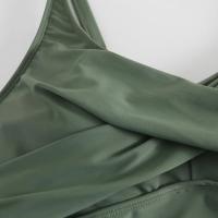 Bañador de una pieza con cuello en V para mujer, traje de baño, Monokini de Color liso con cordón, diseño plisado para surfear - details 8