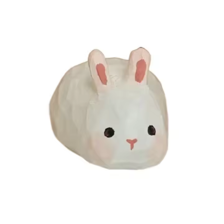 Personajes de dibujos animados tallado en madera adorno de gato perro oveja animales adorno muñeca pequeño conejo modelo decoración de escritorio - 1