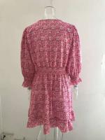 Nuevo Jersey de cintura de longitud media, vestido de manga corta con estampado bohemio - details 13