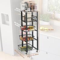 Carrito Cocina,Verdulero Cocina,Carro de 5 Niveles con de Cesta Ruedas bloqueables (Negro) - details 6