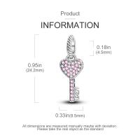 Colgante de plata de ley 925 para mujer, abalorio de llave de amor, adecuado para pulseras, collares, joyería fina, regalos - details 1