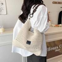 Bolso tejido de playa hueco, bolso de mano para playa, bolso de playa bohemio, bolso de cubo, bolso de hombro hueco de gran capacidad para compras - details 17