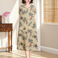 Elegante Vestido de Verano 2024 Estilo Vintage Suelto para Mujeres Cuello en V Casual - details 13