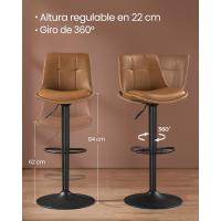 Juego de 2 Taburetes de Bar Sillas Altas Giratorias Regulables en Altura Acolchado PU - details 6