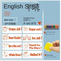 8 unids/set de corrección de tareas para profesores, sello alentador, ahorro de tiempo, comentario, reseñas positivas, sello de calificación, firma - details 3