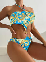 Traje de Baño de Una Pieza Sexy Halter Tank Top Cortado Traje de Playa Acolchado - details 9