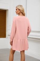 Color sólido mujer manga larga Mini cuello redondo vestido elástico grueso vestidos cortos para mujeres moda elegante Chic en venta liquidación X - details 21