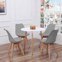 Juego de Mesa de Comedor y Sillas, 1 Mesa Redonda de 80 cm + 4 Sillas Blancas, de Diseño Nórdico - details 30