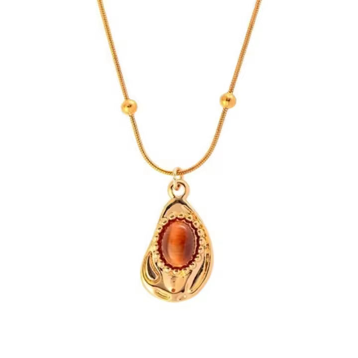 El acero de titanio no se desvanece, collar de piedra de ojo de tigre, nuevo diseño de nicho, sentido avanzado - 1