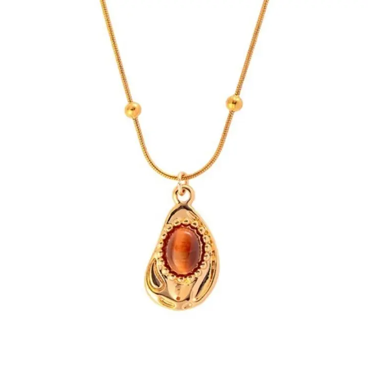 El acero de titanio no se desvanece, collar de piedra de ojo de tigre, nuevo diseño de nicho, sentido avanzado - 1