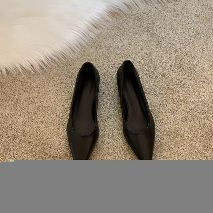 Nuevos zapatos de abuela de cuero suave con tacón bajo y punta estrecha de primavera - 1