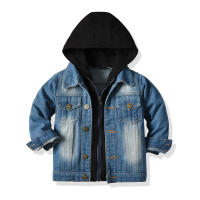 Chaquetas vaqueras falsas para niños y niñas, top informal con capucha, moda de otoño e invierno, novedad - details 2