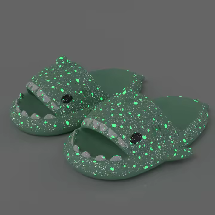 Zapatillas de tiburón con luz nocturna de calabaza de Halloween para mujer, sandalias luminosas, toboganes creativos antideslizantes para el hogar para pareja, Chanclas de exterior para hombres - 1