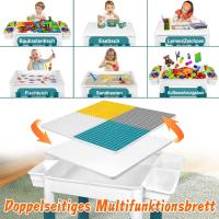 niños, Mesa de Manualidades con 2 sillas y 163 Bloques de construcción, Multifuncional para habitación Infantil - details 2