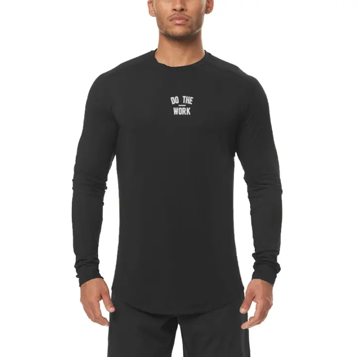 Camiseta deportiva de manga larga para hombre, Top deportivo de entrenamiento para correr, amigable con la piel - 1
