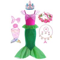 AmyStylish Niñas Princesa Sirena Ariel Cosplay Halloween Fiesta de Cumpleaños Verano Playa Vacaciones Vestido - details 69